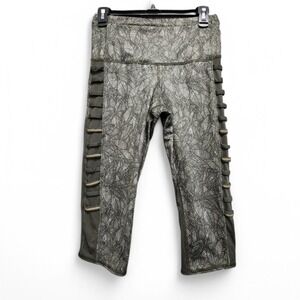 Lululemon Breezy Crop Leggings Womens 6 Green Leaf Print High Rise Stretch Pants